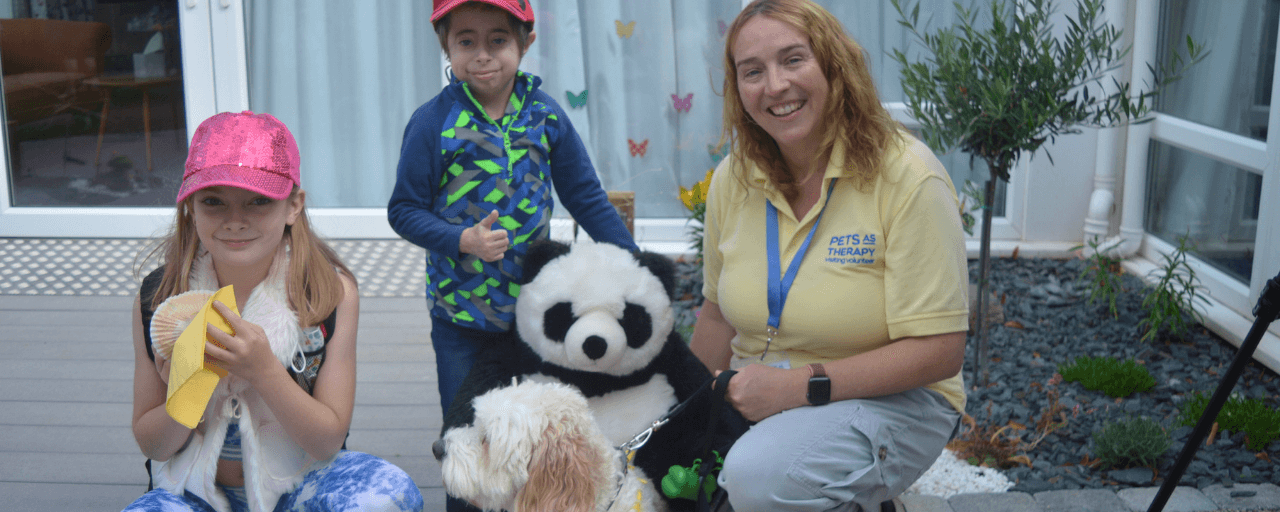 Lucie, Findley and PAT Dog Eddie and his owner Julie.