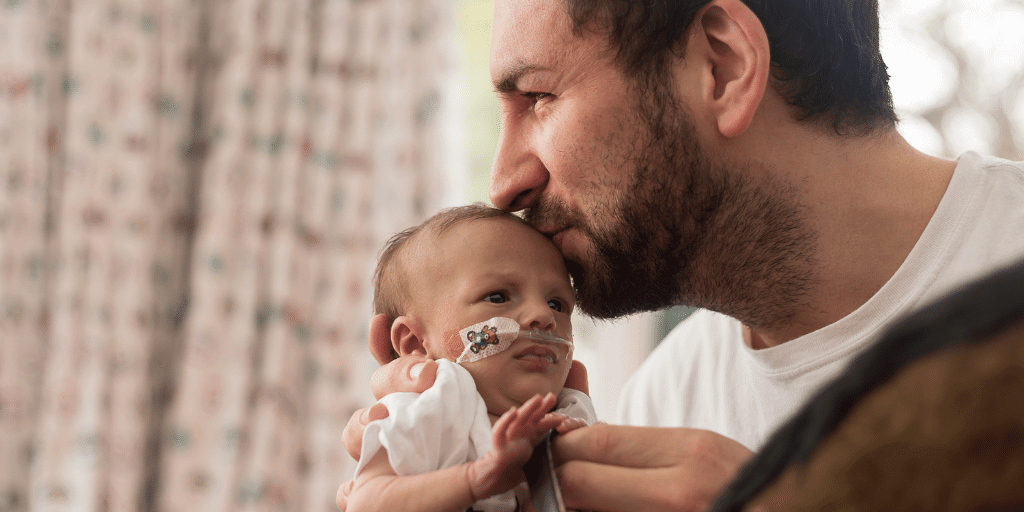 Dad Oli with Roman at the hospice