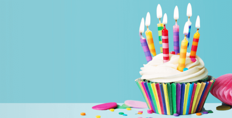 Birthday celebration cake and colourful candles