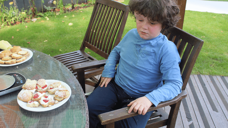 William enjoying some baking in the garden baking in the garden
