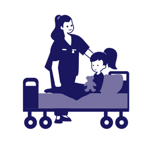 Nurse and girl in bed