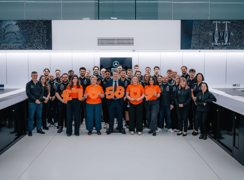 Staff from Helen & Douglas House and Mercedes F1