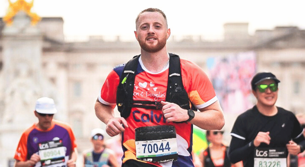 A man running in London