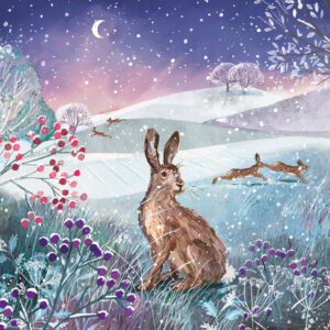 Christmas Cards - Frolicking Hares - Pack of 10